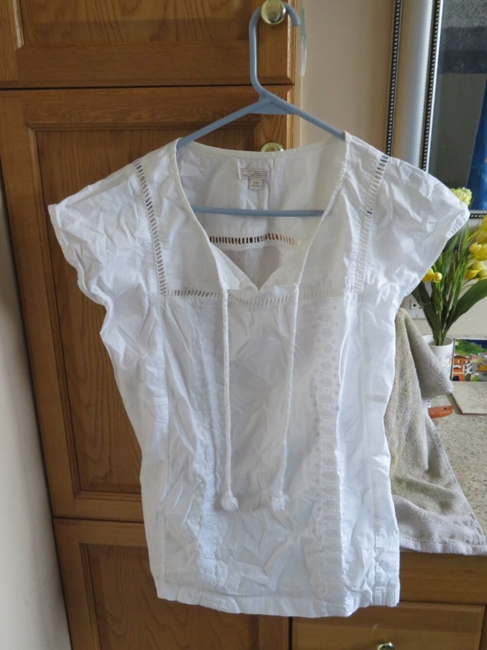GAP Cotton Top Eyelet & Embroidered Trim XS (K803)